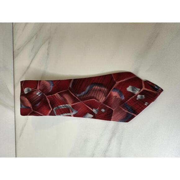 J. Garcia Necktie Mens 62x4 Red Abstract Sun Movement  J. Garcia red artsy ‘Sun Movement\' Collection 56 corpcore 100% silk necktie